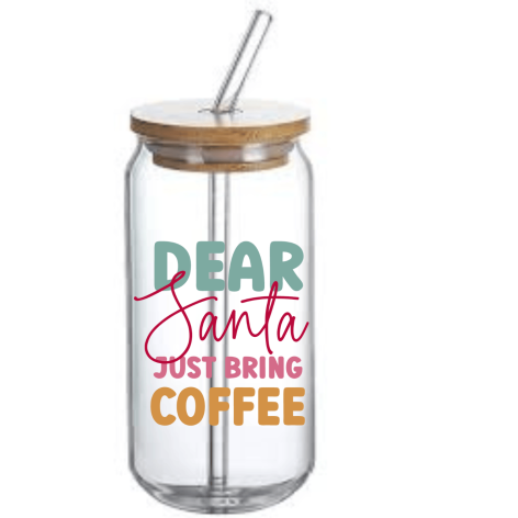 Glass Can Tumbler (Dear Santa)