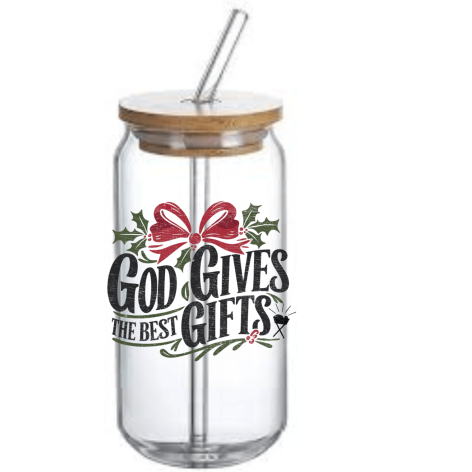 Glass Can Tumbler (God gives the Best Gift)