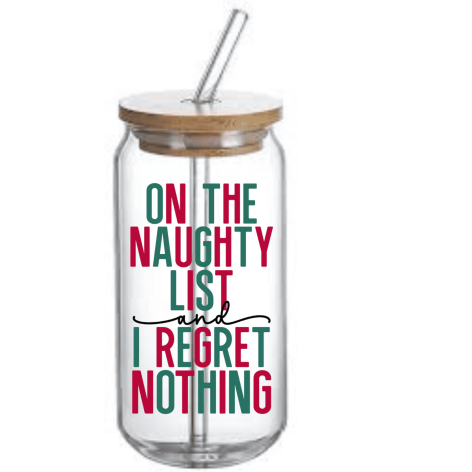 Glass Can Tumbler (On the Naughty List)