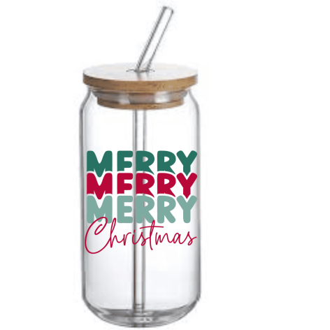 Glass Can Tumbler (Merry Merry)
