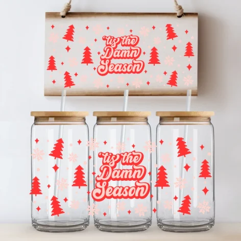Glass Can Tumblers Christmas 2